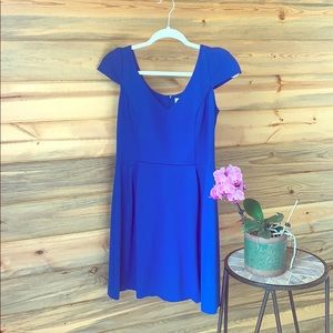 Blue Cap-Sleeve Dress